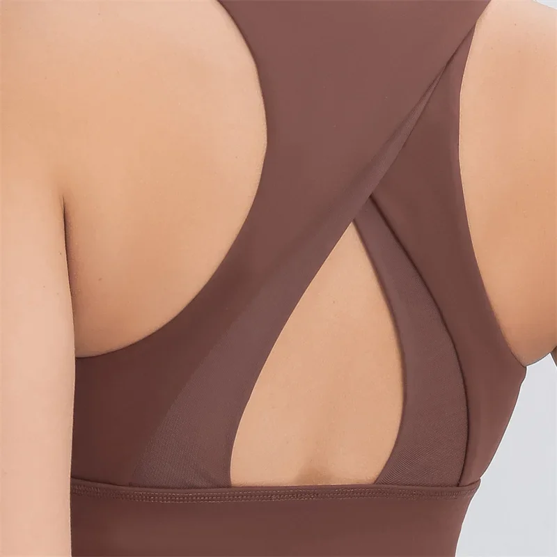 Nepoagym LUCKY New Color Women Longline Sports Bra with Triangle Cutout on Back High Impact High Neck Fitness Crop Bra Top