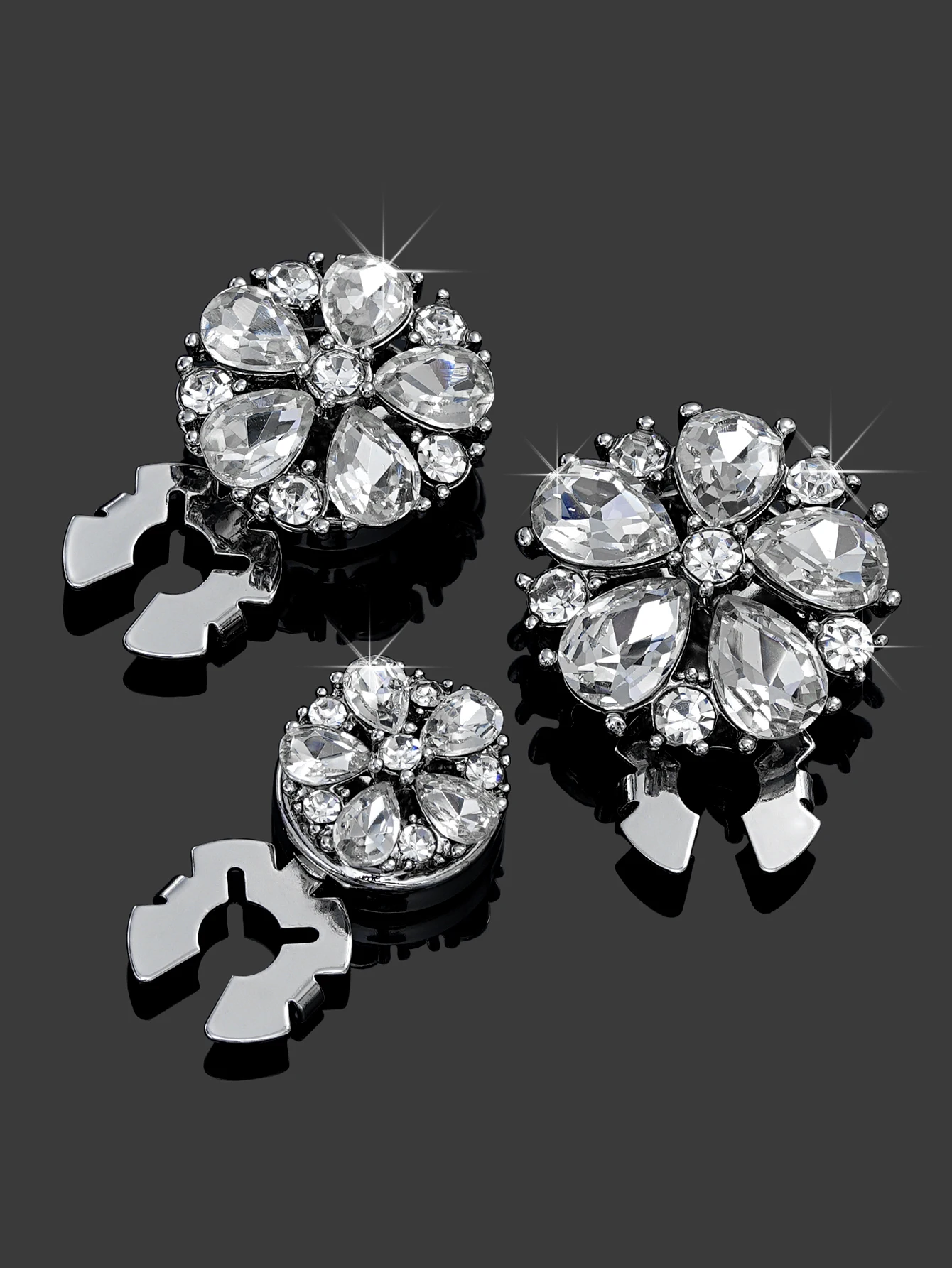 2pcs Rhinestone Cufflinks Luxury Button Cover Shirt Button Clip for Women Dresses Decorative Buttons Bling Cuff Links