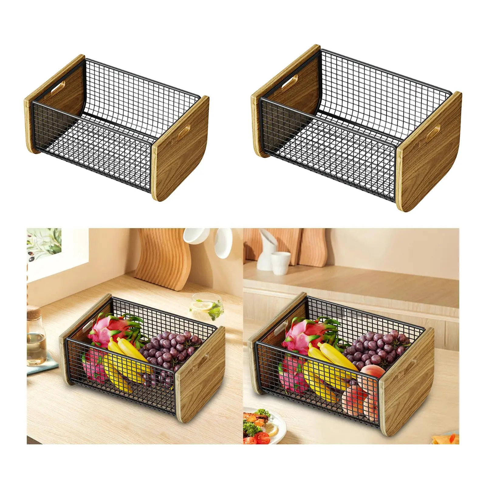 Obstkorb, dekorativer Drahtkorb, Speisekammer-Organizer, Gemüsekorb für Regal, Speisekammer, Organisation, Theke, Schrank, Esszimmer