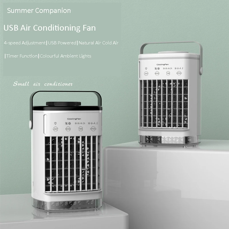 Mini Cold Fan USB Air Conditioning Fan Small Water-Cooled Fan Spray Fan Desktop Chiller Air Conditioner Fan