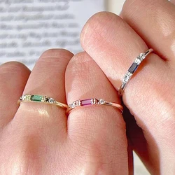Thin Dainty Rings For Women Elegant Red Crystal OL Rose Gold Color Working Gift Fashion Mini Cute Girls Jewelry Wholesale KCR065