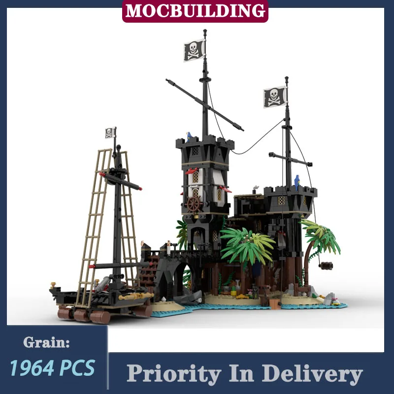 MOC Island Transport Ship Model Building Blocks Bridges Fortresses Collection Toys Gifts