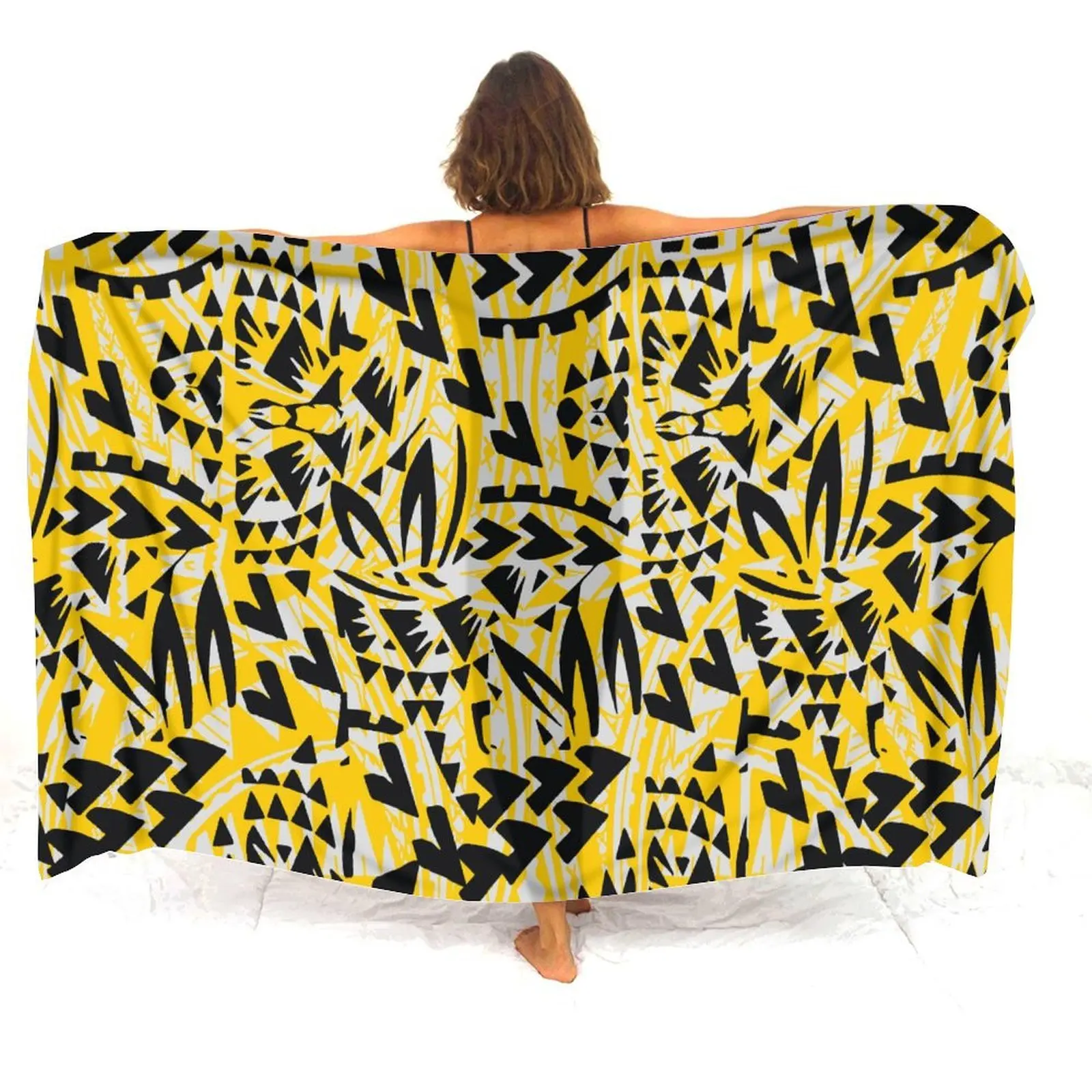 Summer Vintage Tribal Ethnic Polynesian Women'S Beach Elegant Style Sarong Hawaiian Custom Pattern Sun Protection Shawl