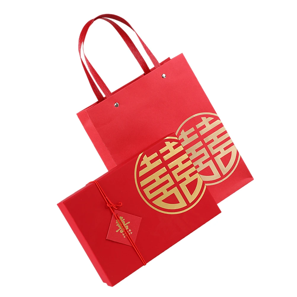 

2pcs Wedding Gift Boxes Delicate Chinese Style Party Box Supplies Heaven Earth Cover Bride Paper Bags For Flowers Candy