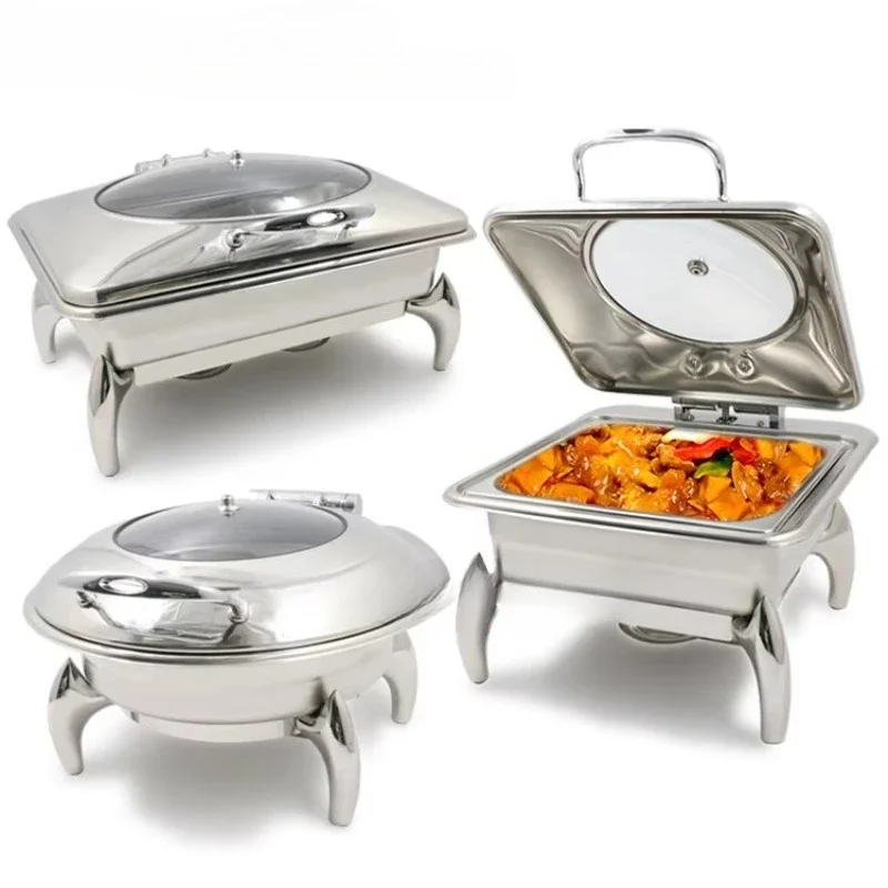 Restaurant Equipment Silver Buffet Electric Heater Set Stainless Steel Catering Hydraulic Hot Pot