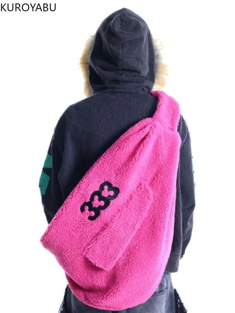 

Embroidery Letters Y2k Bags Fashion Casual Women's Crossbody Bag Large Capacity Korean Chest Bag Shoulderba Winter Soft Plush
