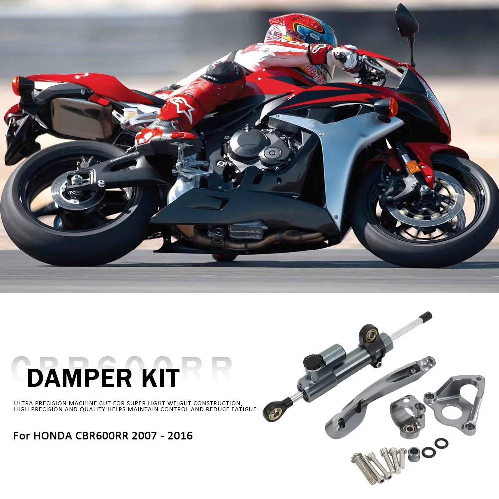 

CBR 600RR Motorcycle Fiber Carbon Steering Damper Stabilizer Safety Control Bracket For Honda CBR600RR CBR 600 RR 2007 - 2016