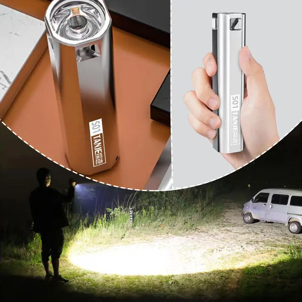 Mini Power Bank Portable Super Bright Led Flashlight Range Strong Lighting Flash Household Long Light Light Waterproof Outd I3o9