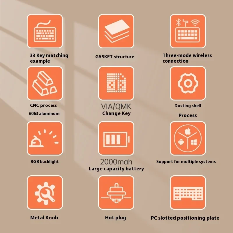 Cidoo V33 Mechanical Keyboard Tri Mode Wireless Custom With Knob Keypad Aluminium Alloy Rgb Hot Swap For Gamer Accessory Gift