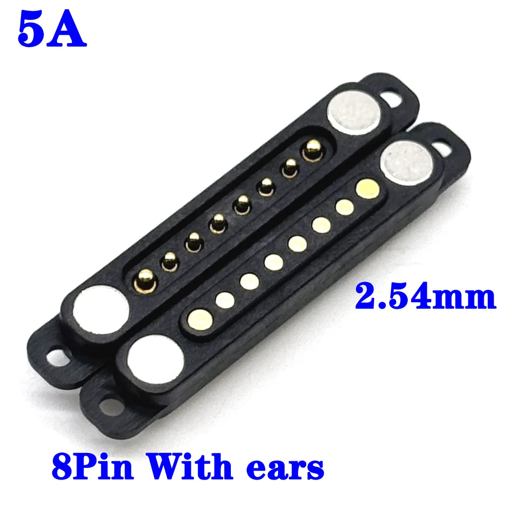 2Pin/10Pin 5A With ears Waterproof Magnetic Pogo Pin Connector Spring Loaded 2.54mm Male Female DC Power Socket Contact Strip
