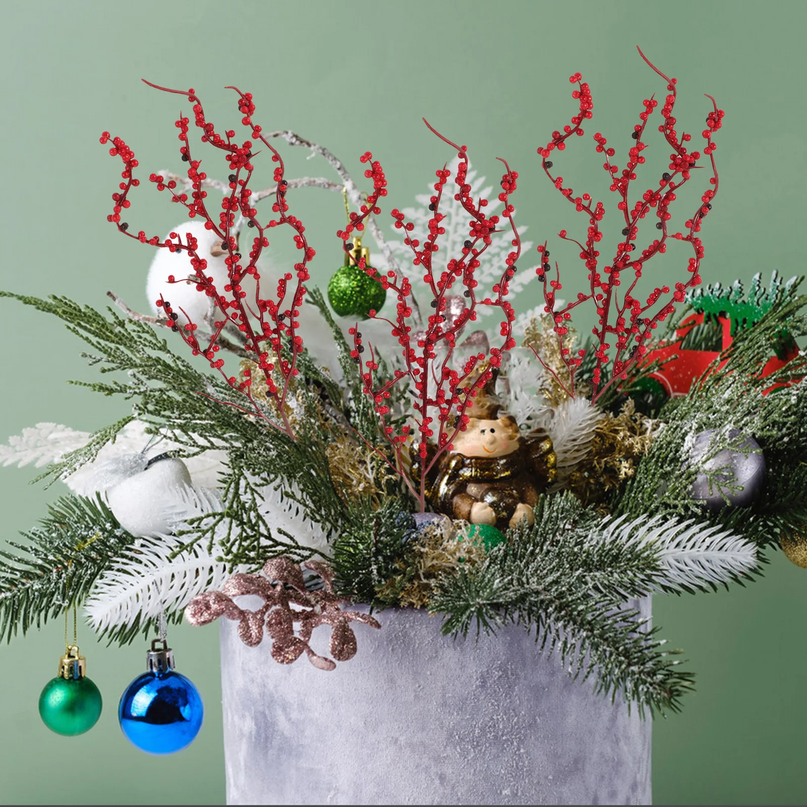 

Ornaments Christmas Tree Decorations Berry Pick Simulation Red Artificial Berries