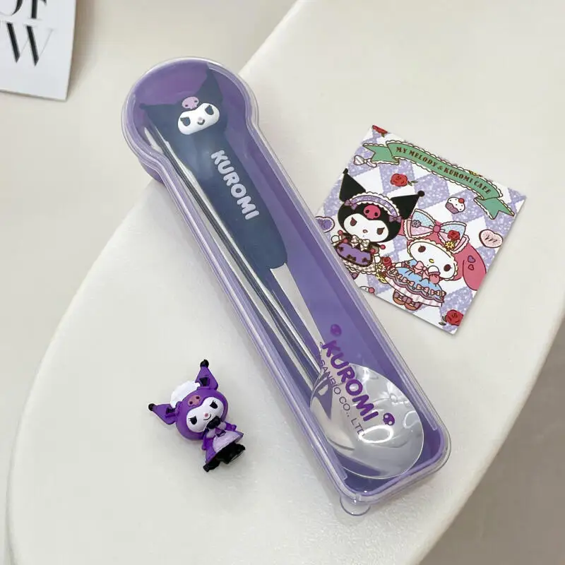 سانريو كورومي بلدي ميلودي سينامورول عيدان ملعقة شوكة ضرب المنتج منتج جديد Kawaii الكرتون لطيف المحمولة الكبار طالب