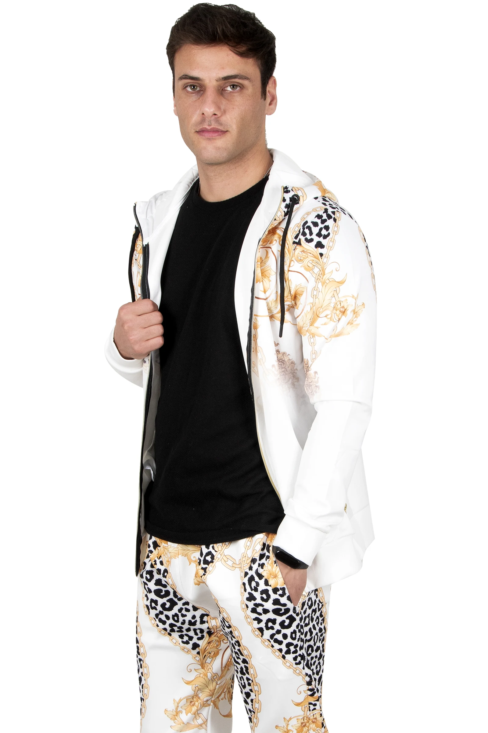 

DeepSEA Chain Flower Printed Hooded Zippered Tracksuit 23070440