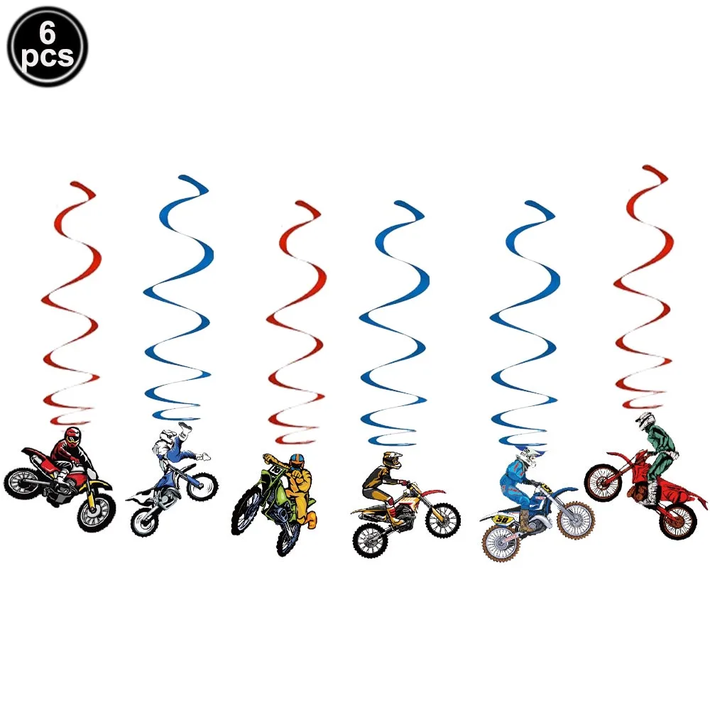 Dirt Bike Birthday Party Decorations for Boys Motorcycle Party Supplies Motorcycle Balloon Banner Cake Toppers Hanging Decorati