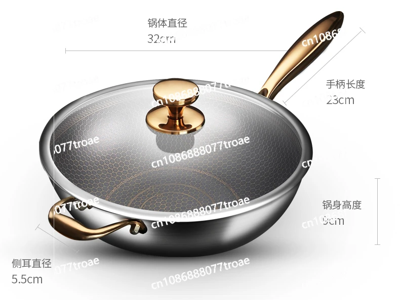 Combination of stainless steel frying pan, soup steamer, non stick pan