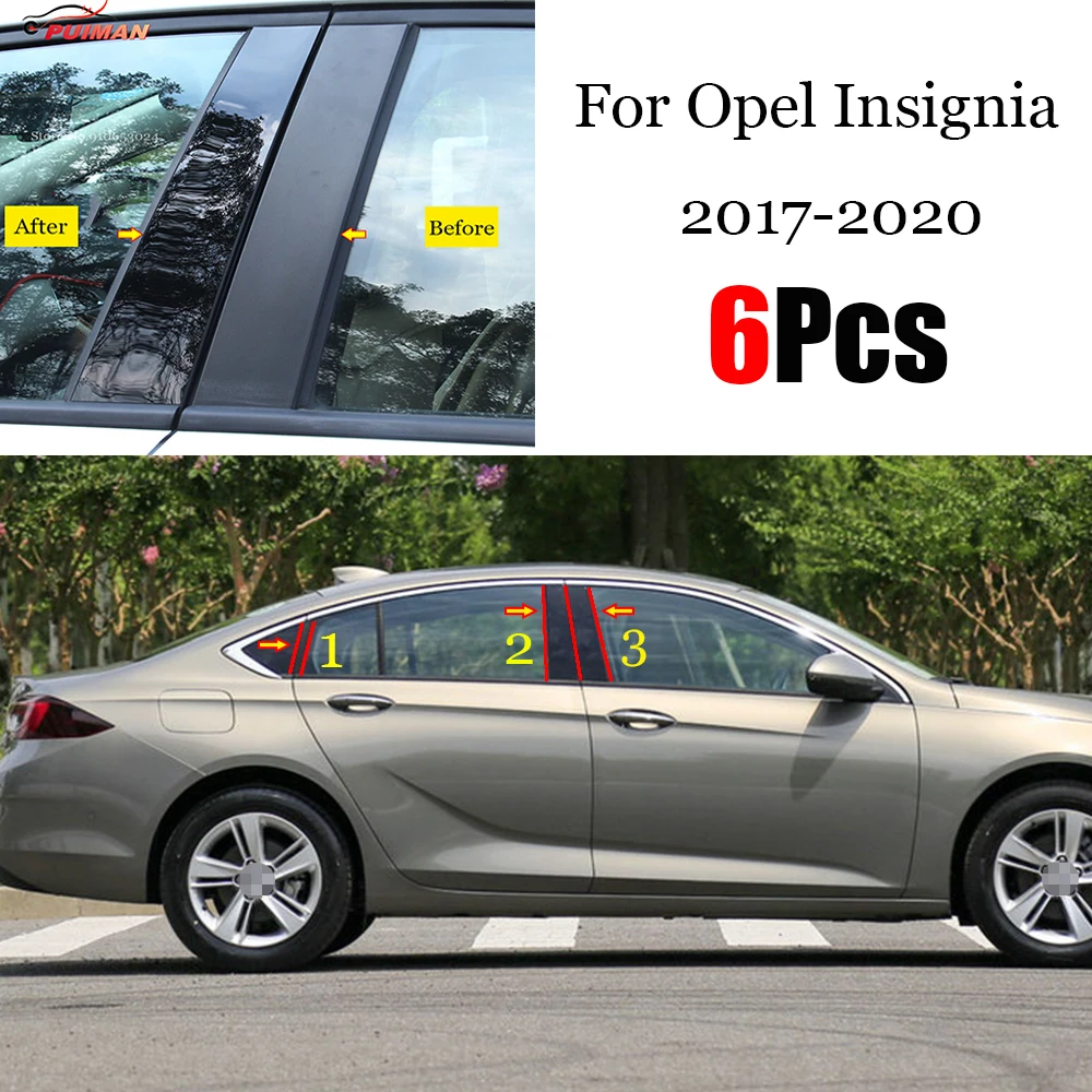 For Opel Insignia 2017 2018 2019 2020 Car Glossy Black Door Central Window Middle Column PC B C Pillar Accessories