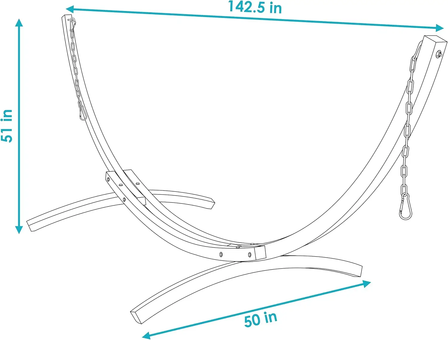 Supporto per amaca in legno curvo da 12 piedi solo-supporto per arco per amaca in legno per 2 persone-resistente capacità di 400 libbre marrone