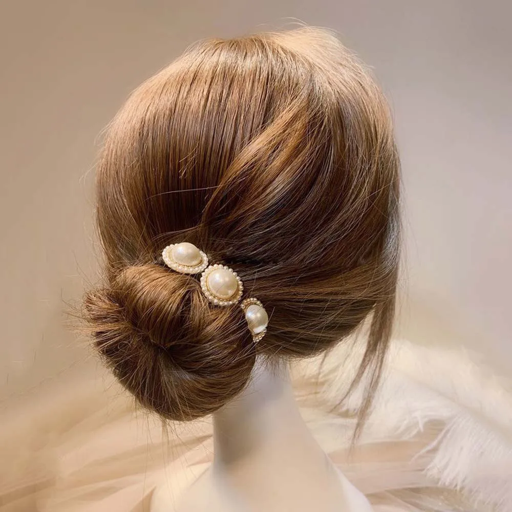 Fashion Elegant Pearl Flower Hairpin Hair Bun Maker Twist Headband Banquet Hair Styling Tool Accessories Women Hair Sticks