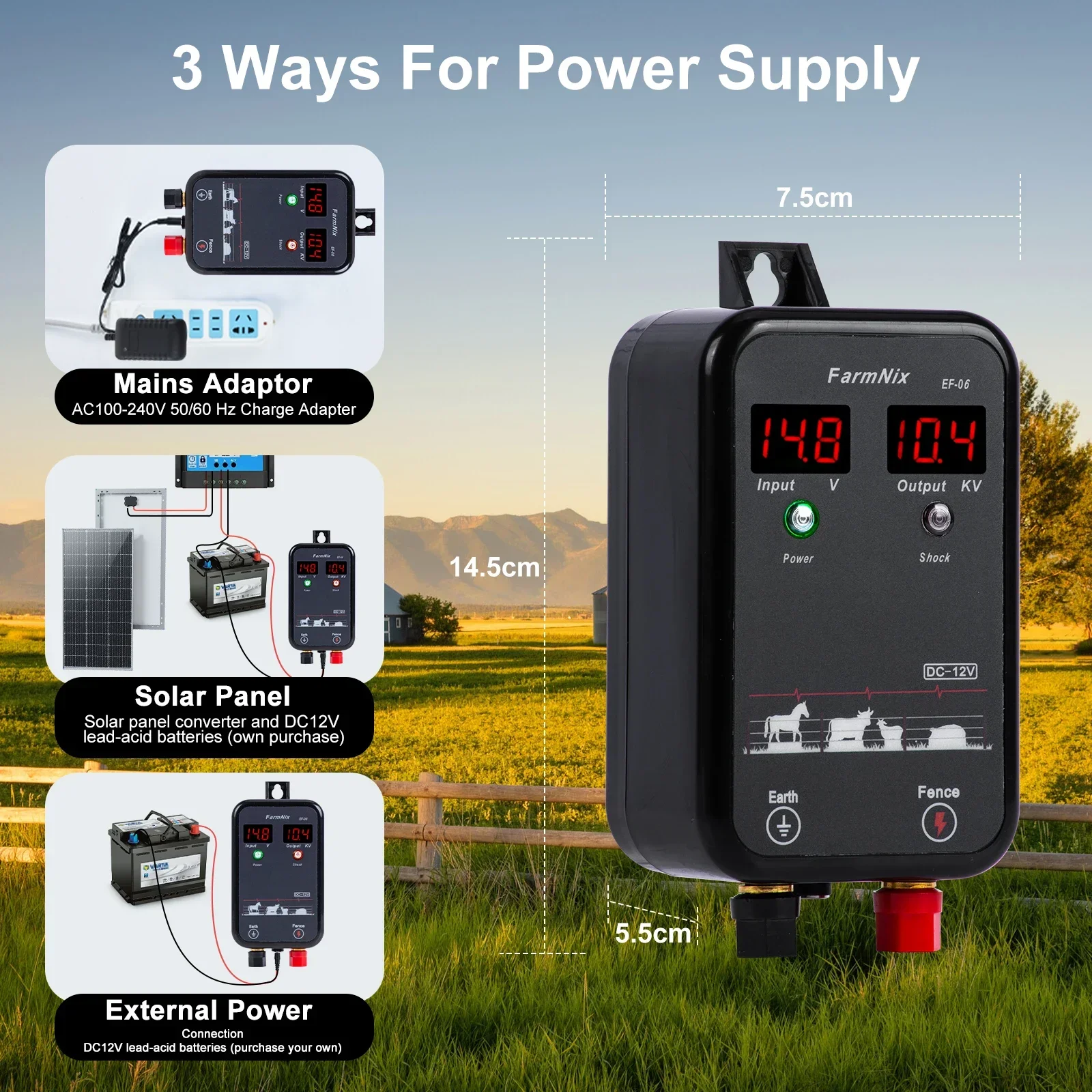 8km Electric Fence 12KV High Voltage Pulse Controller Animal Fence, Animals, Poultry Farming, Shepherd Waterproof Farm Tool
