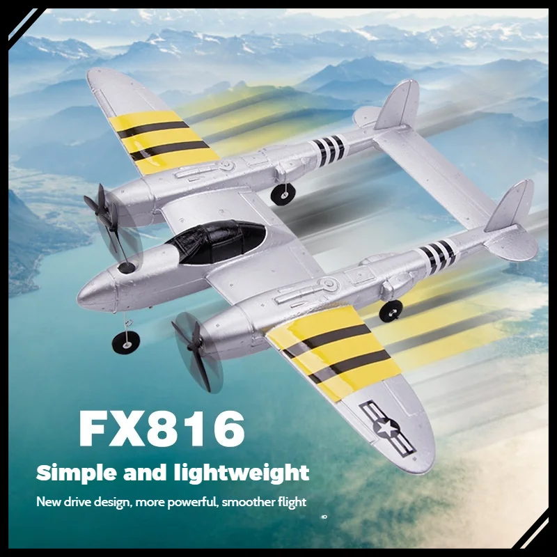FX816 RC Airplane P38 Fighter Fixed Wing Glider Remote Control Aircraft Electric Foam Model High Performance Flight Toy for Kids