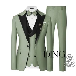 Men's Tuxedo Suits 3 Piece Slim Fit Formal Wedding Prom Dinner One Button Suit Set