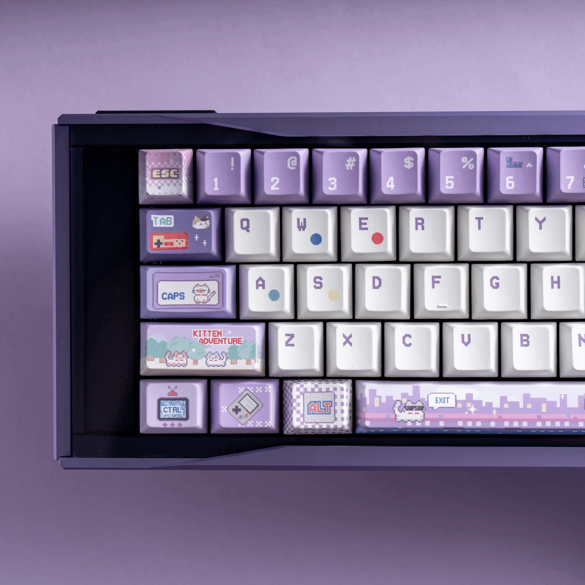 

cute Gaming Cat Cartoon Keycaps PBT+PC Frosted Cherry Cross-Section Keycaps 167-Key MX Switch Mechanical Gaming Keyboard Keycaps