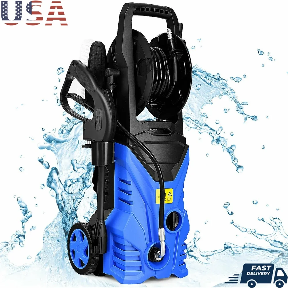 

2030 PSI Electric Pressure Washer 1800W 1.7 GPM High Performance Cleaner with Hose Reel Spray Gun and Accessories