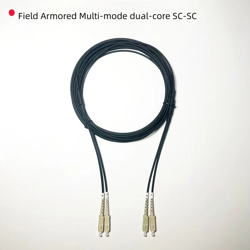 كابل ألياف بصرية مدرع، 50/125um، متعدد الأوضاع OM2، OM3 10G، ثنائي النواة، سلك تصحيح الألياف الضوئية المرن، من 1 متر إلى 50 مترًا