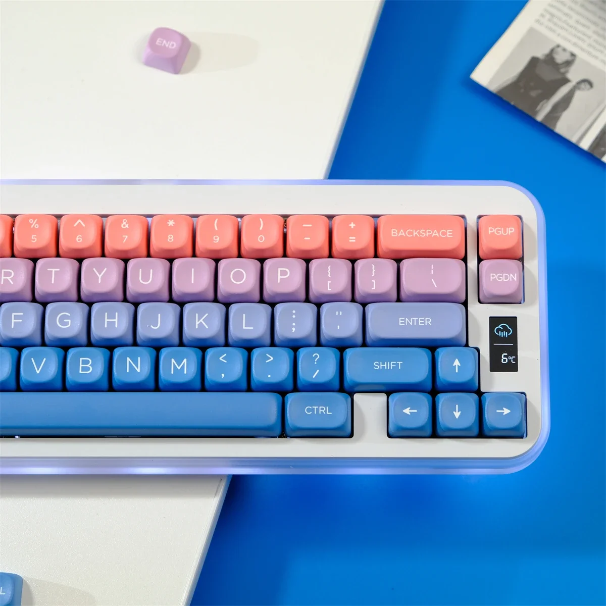 Gradient Color Fairy Tale 126 Keys PBT Keycaps Five-sided Sublimation MOA Profile Keycaps For MX Switch Mechanical Keyboard