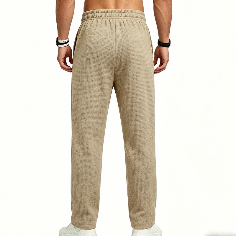 Herren-Jogginghose aus Waffelstrick mit geradem Bein, elastischem Bund und Seitentaschen – Detail 10