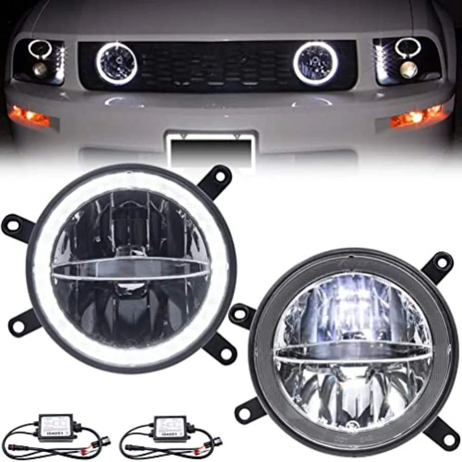 

Mustang GT LED Fog/DRL Daytime Running Lights for Mustang 2005-2009 Front Grille Lights OEM Style DRL Fog Lamps with Black Hou