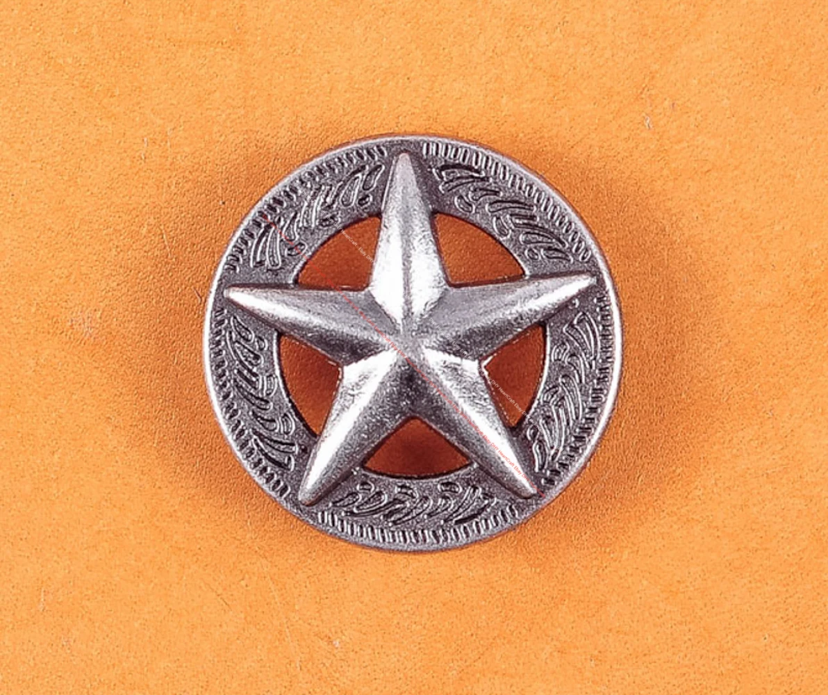 LOT 10PCS 25*25MM WESTERN AMERICA TEXAS RAISED STAR ANTIQUE SILVER LEATHERCRAFT CONCHOS FOR LEATHER TACK RIVETBACK