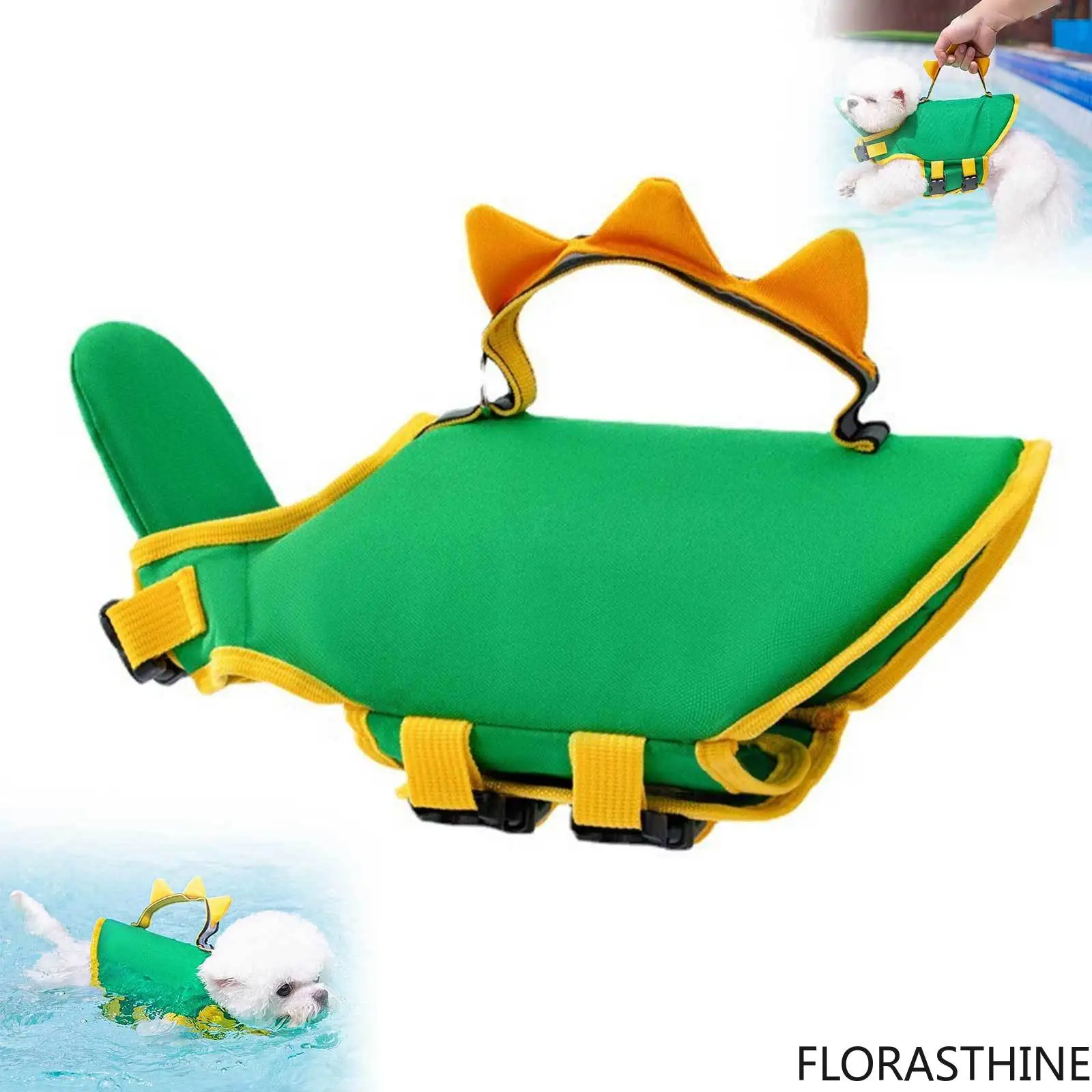 Dog Harnesses for Medium Dogs 20 Dinosaur Shaped Dog Life Vest with Buoys Chin High Buoyancy Swimming no Escape Xs