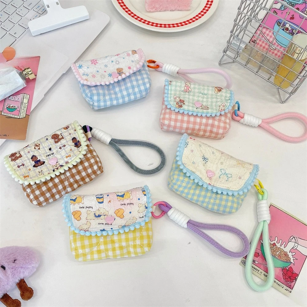 Monedero de dibujos animados lindo, cartera de moda coreana Floral, tarjetero para niñas, bolsa de almacenamiento pequeña