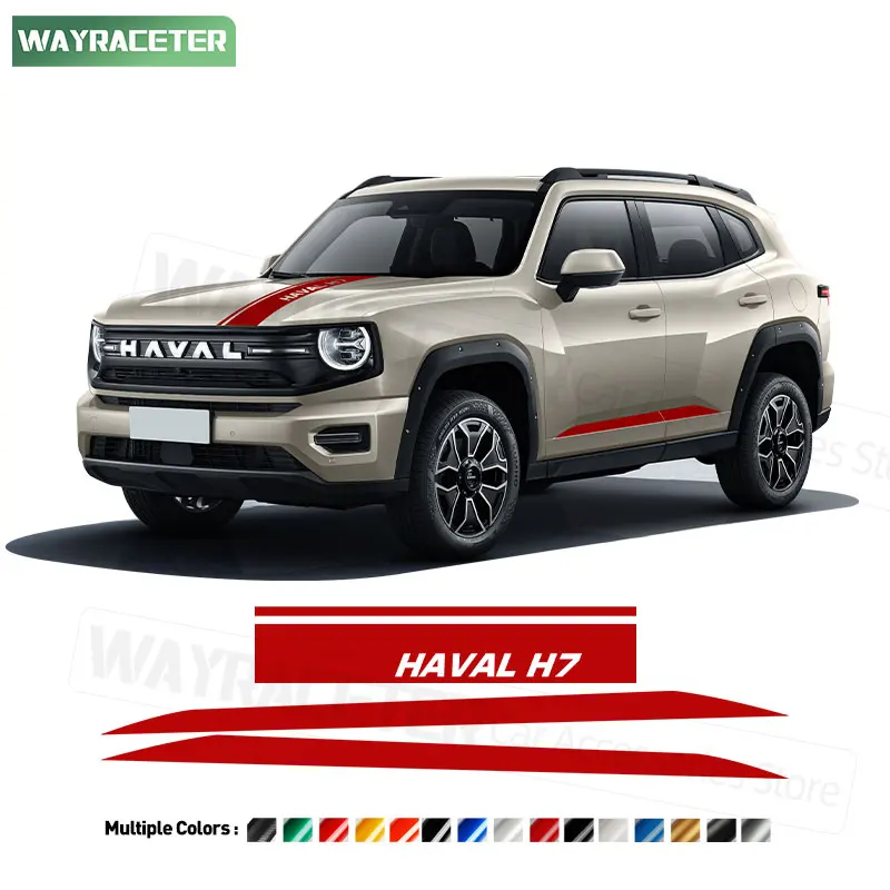 

Автомобильный капот в полоску, наклейка на дверь, боковая юбка, графическая виниловая наклейка для Great Wall Haval H7 2026 2025, аксессуары для бездорожья