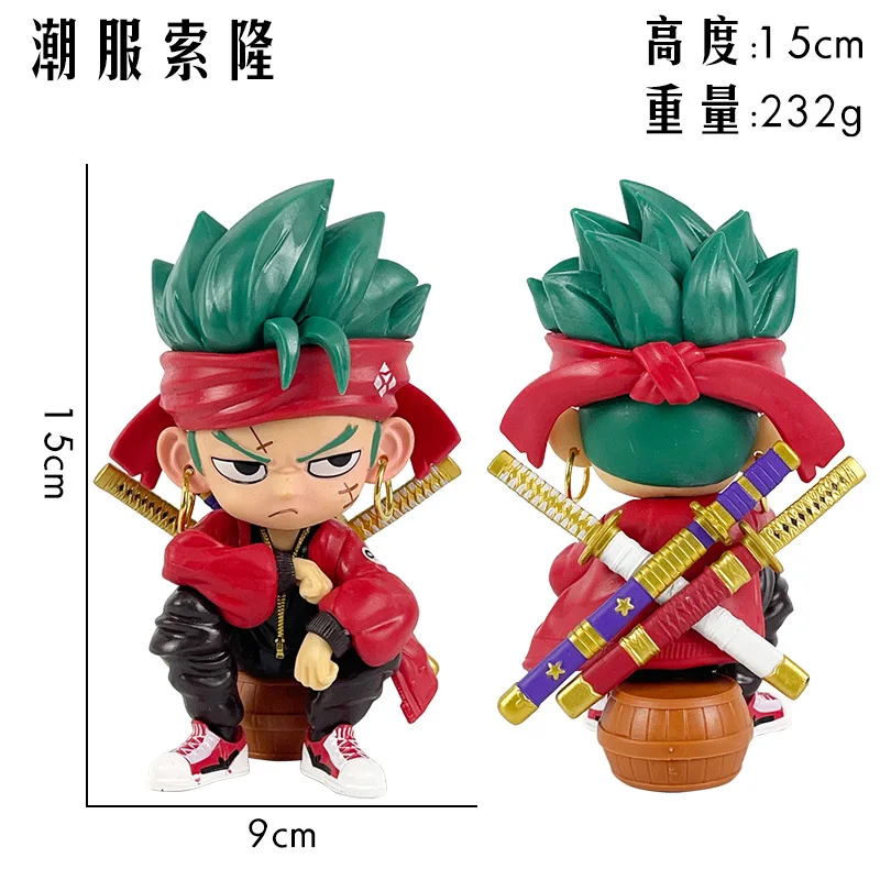 Uma peça figuras de anime roupas populares zoro postura sentada boneca dos desenhos animados modelo estatuetas decoração do carro crianças brinquedos fãs presente