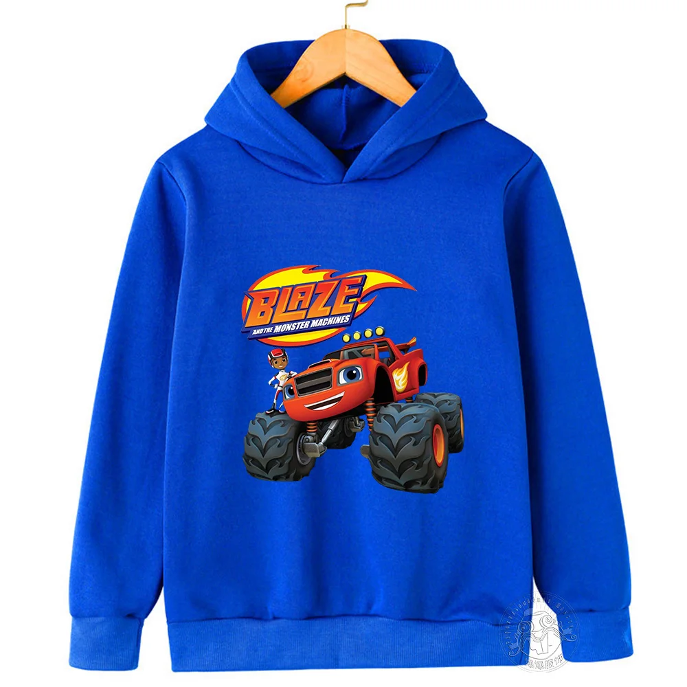 Blaze and The Monster Machines Car Hoodie Kids Kawaii Autumn Sweatshirt with Hooded Casual Comfortable Cute Children Clothing