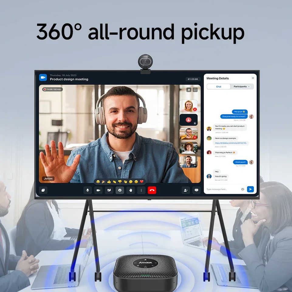 

2026 360 Omnidirectional Wireless Audio Pickup Speakerphone For Conference System With Multi-Directional Microphones