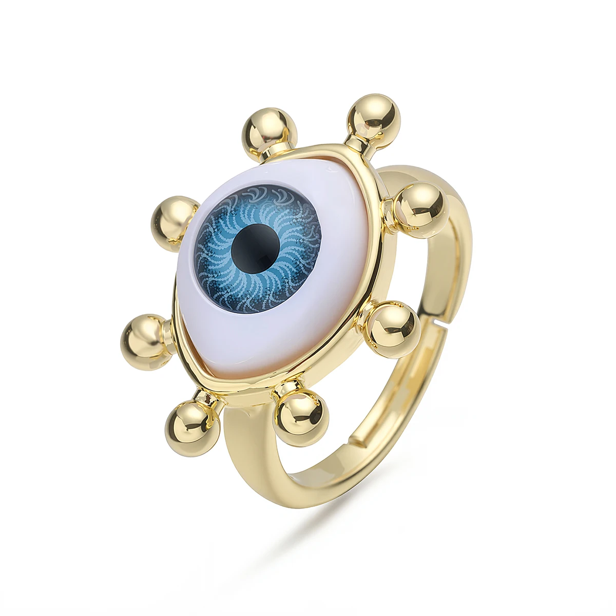 Blue Evil Eye Open Ring Vintage Lucky Protection Statement Cuff Ring Trendy INS Style Fashion Finger Jewelry For Women Men