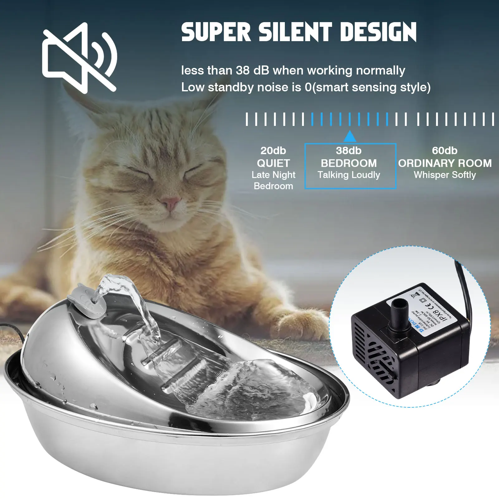 Cat Drinking Fountain Pet Water Feeder Stainless Steel Dog Water Dispenser for Dogs Cats Birds And Small Animals Water Bowl