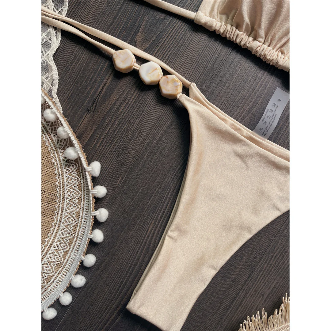 Halter High Leg Cut Bikini Damen Bademode Zweiteiliger Bikini-Set Mini-Tanga Gepolsterter Badeanzug Badebekleidung V7320 – Detail 11
