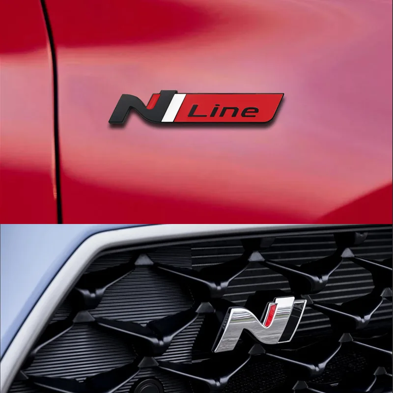 3d Metal Chrome Black Red Nline N Line Logo Car Grill Emblem Trunk Badge N Line Decal Sticker Accessories