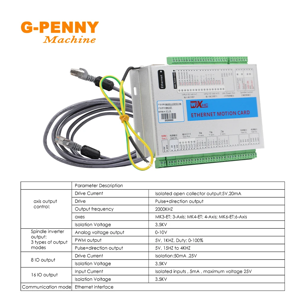 G-PENNY XHC Ethernet 3/4/6 ejes MACH3 CNC Tarjeta de Control de movimiento controlador de frecuencia Placa de ruptura para Motor paso a paso/Servo Motor