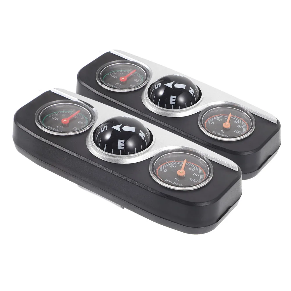 

2pcs Car Dashboard Compass With Thermometer Hygrometer Multifunctional Universal Vehicle Navigation Tool For Truck Boat Suv Auto