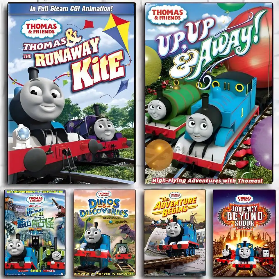 Póster autoadhesivo de dibujos animados de T-Thomas F-Friends, pegatina de papel impermeable para decoración de pared de habitación, cafetería, Bar y dormitorio