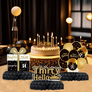 كعكة قرص العسل للبالغين ، حفلة أعياد الميلاد ، مستلزمات السود والذهبي ، الذكرى السنوية 30 درجة و 50 درجة ، 30 و 40 و 50 عاما أفضل 6 كعكات مبيعا لمدة 40 عاما - رقم 4