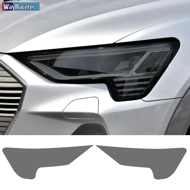 

2 Pcs Car Headlight Protective Film Front Light Transparent Smoke Black TPU Sticker For Audi Etron 55 Sportback S 2019 2020 2021
