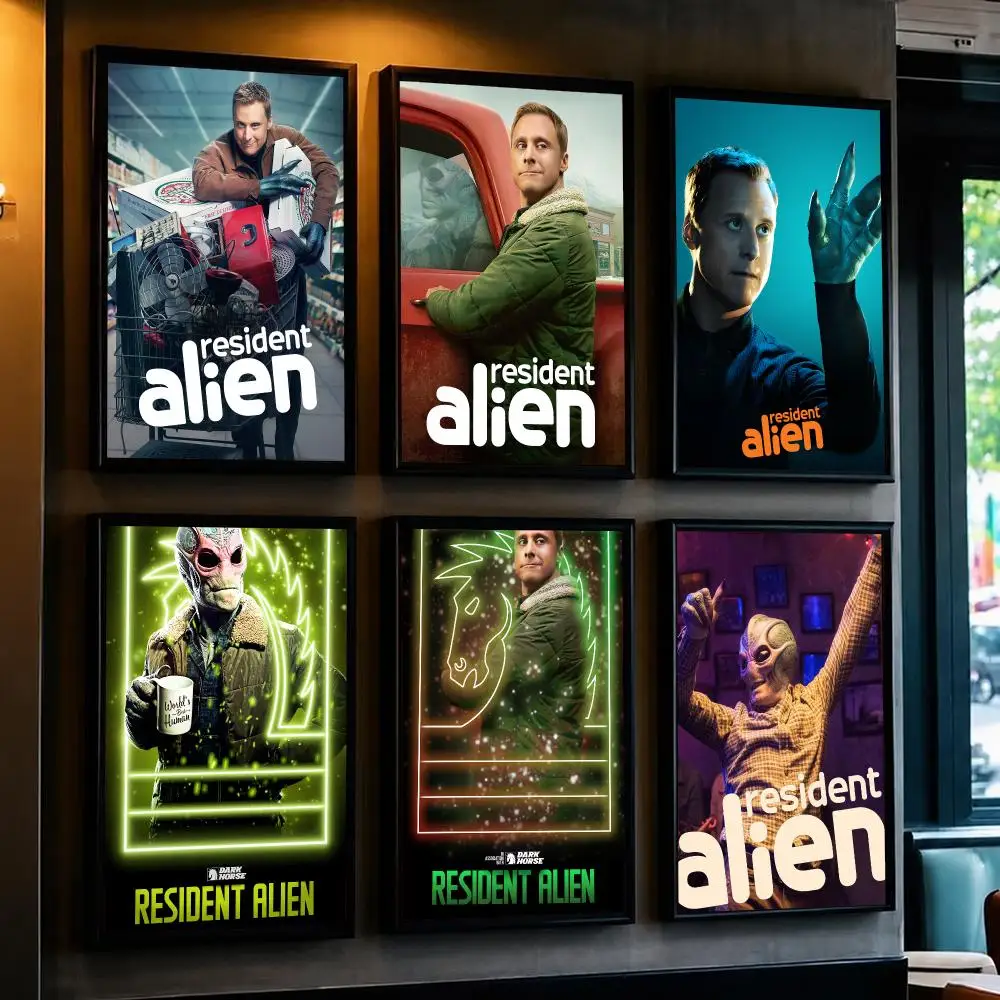 tv series R-Resident Alien-N Poster Decorative Wall Art Sticker for Cafe Office Bedroom and Living Room