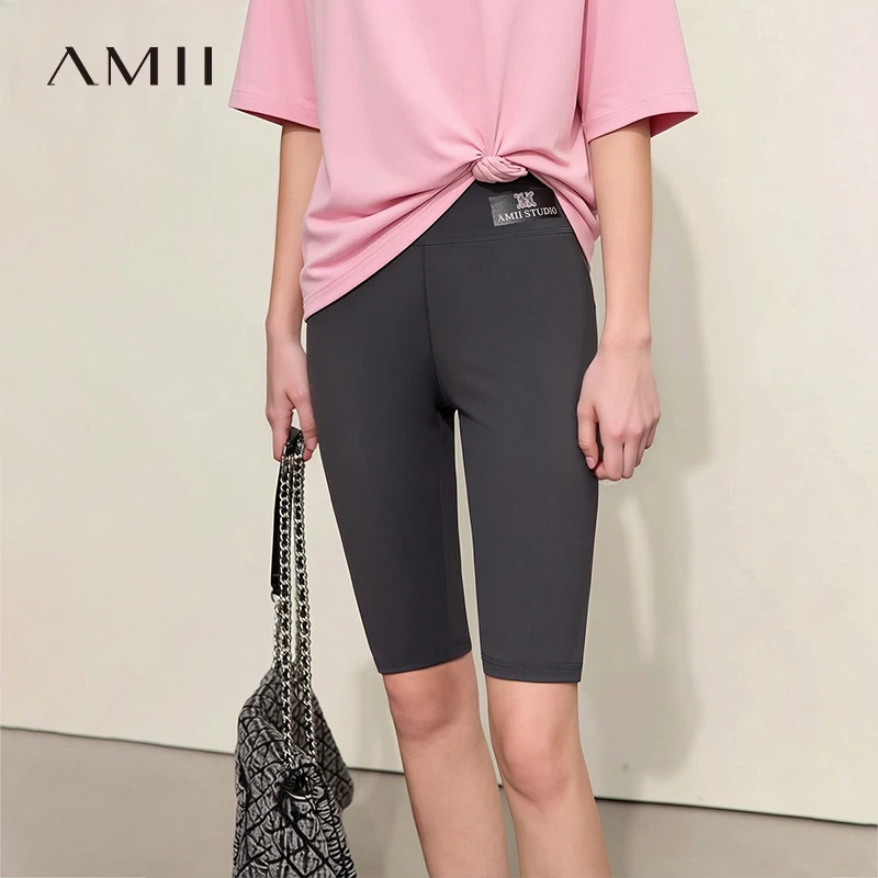 Amii Women's Leggings 2026 Summer New Stretch High Waist Printed Bike Shorts Slim Fit Versatile Casual Woman Clothing 12622173