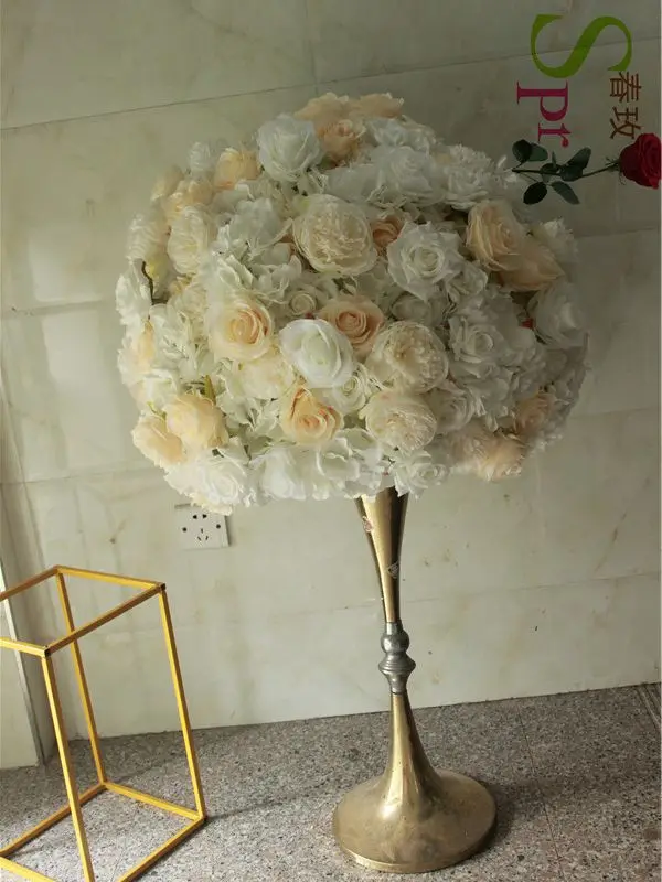 

SPR Artificial Peony Rose Arrangement Garland Decorative Stand Flower Ball Centerpiece for Wedding Table